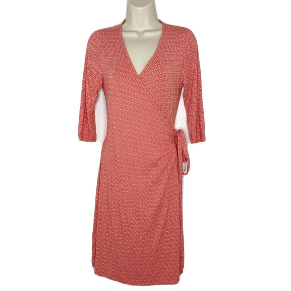 Seraphine Dresses & Skirts - Seraphine Maternity Knit 3/4 Sleeve Wrap Tie Dress Geometric Print Size 8 L4